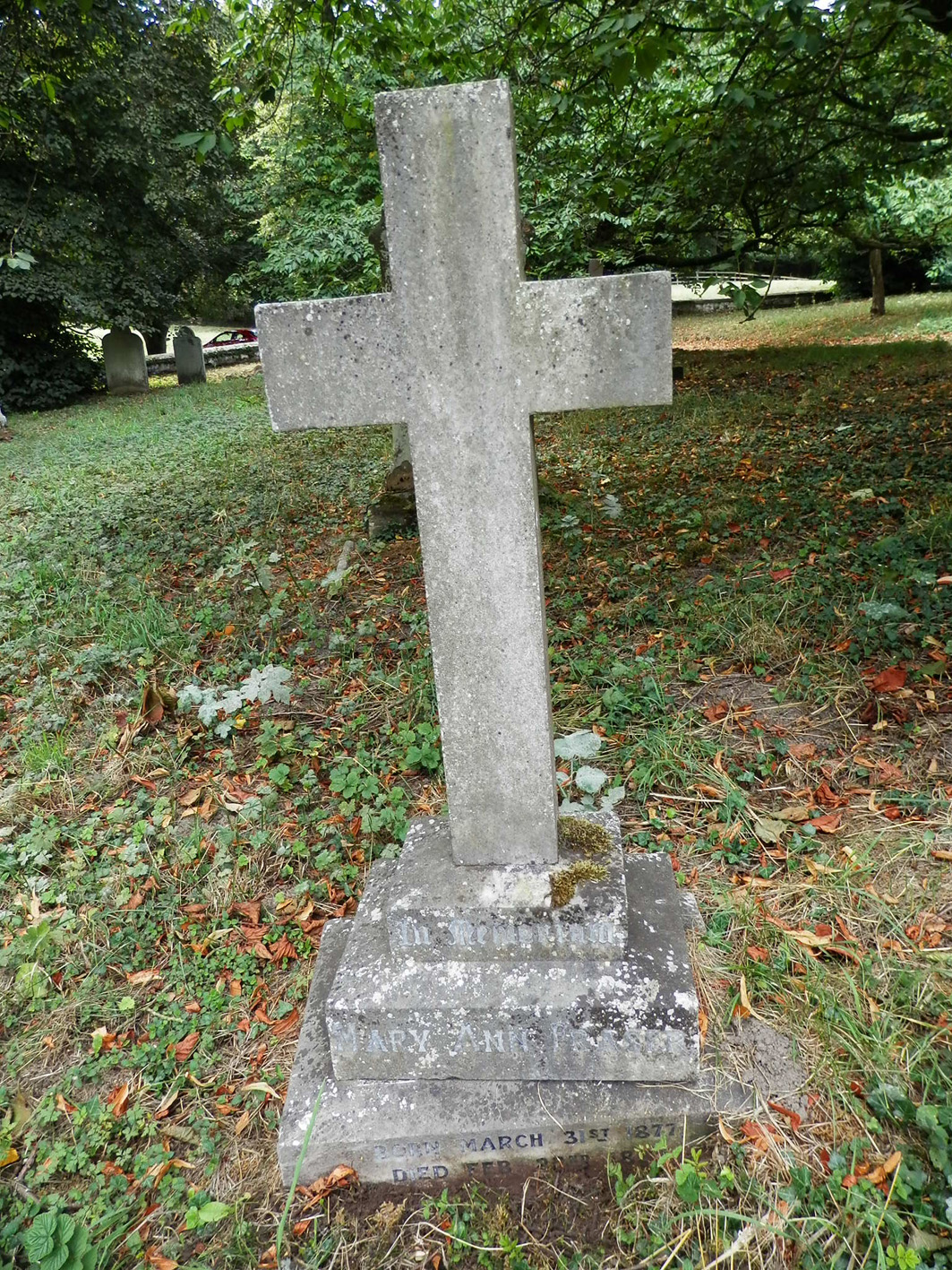 Photo of headstones/Mary Ann Fraser died 1894 MI Birdsall St Mary, Yorkshire